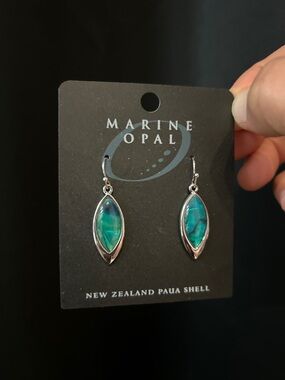 New Zealand Paua Shell (NZ abalone) Drop Earrings by: Marine OPAL - New